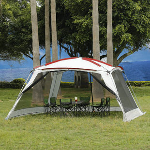 Outdoor sunshade mosquito-proof net gazebo for 8-12 people self-driving camping, rainproof and sunscreen camping