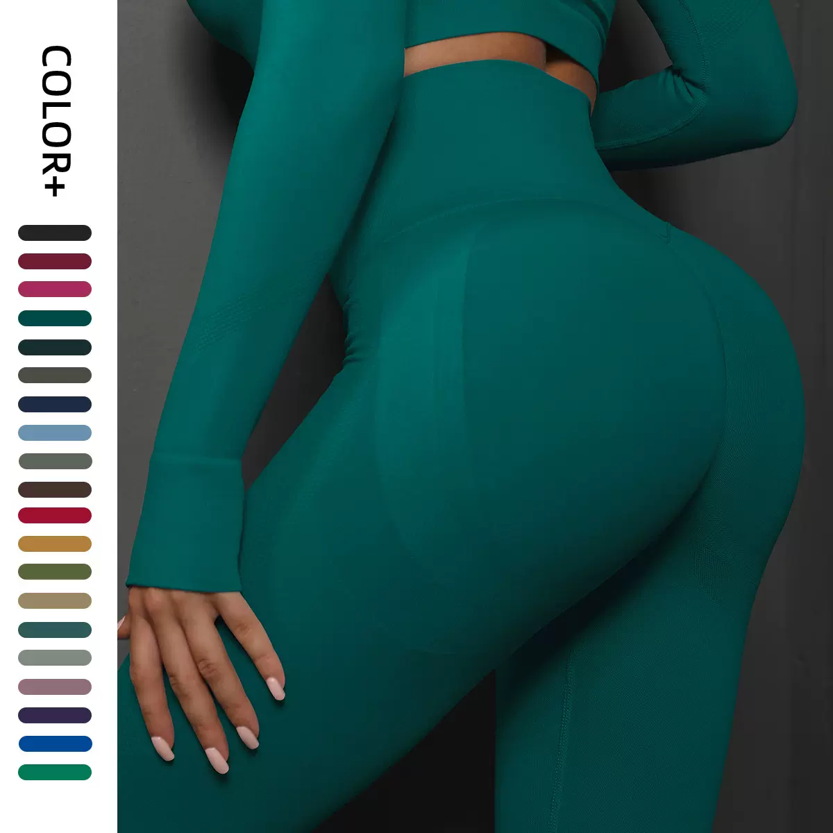 跨境新款 提臀高腰弹力训练裤蜜桃臀瑜伽裤女户外跑步 运动健身裤