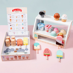 模擬子供用ままごとアイスクリーム販売店売店レジロールプレイ木のおもちゃ