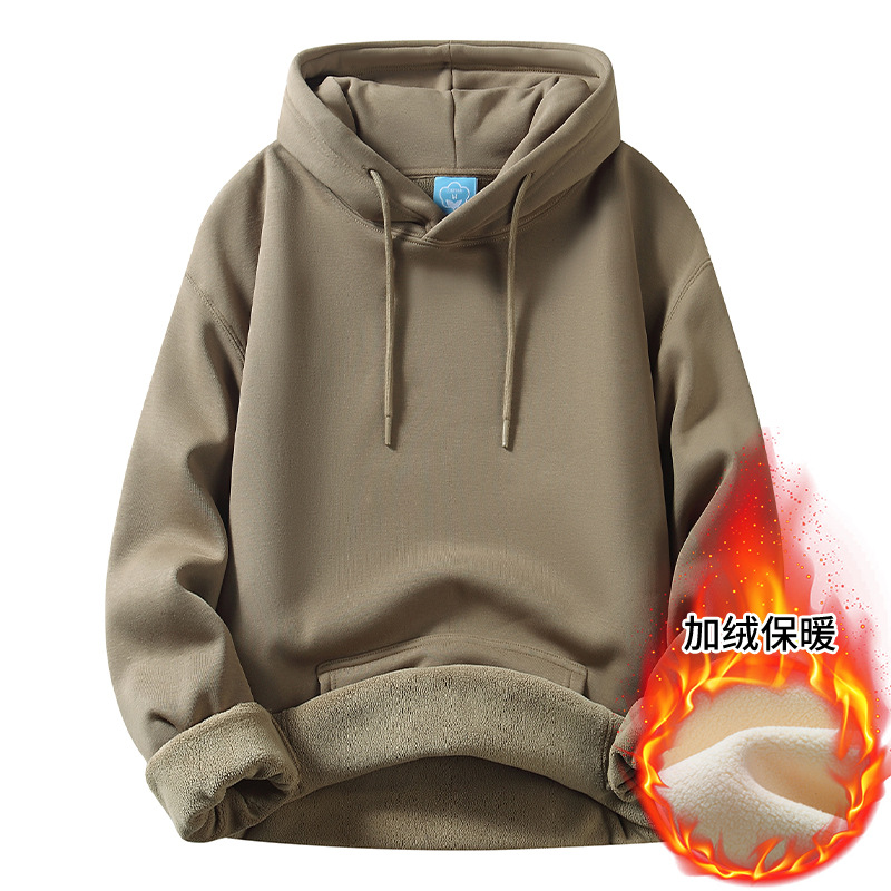 공장 도매 재고 후드 스웨터 남성 봄과 가을 패션 브랜드 느슨한 남성 기모 두꺼운 패션 코트 탑