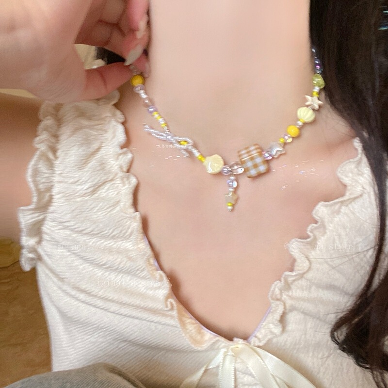 苹果味的糖果乐园~y2k彩色多巴胺糖果色串珠项链夏天卡通甜美配饰|undefined