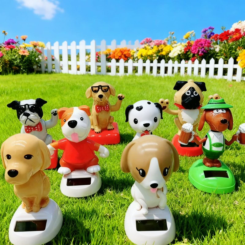 Солнечная фигурка собаки из смолы для декора салона автомобиля, качающая головой и машущая лапками, трансграничный автомобильный аксессуар