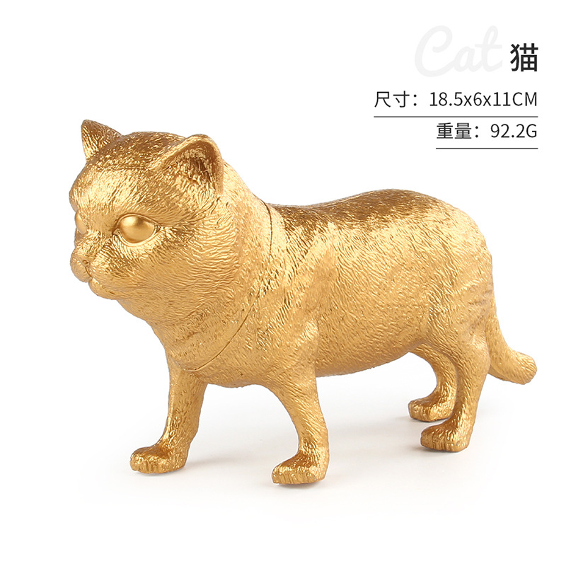 Transfronteriza nuevo oro animal serie decoración juguete simulación tigre león elefante rinoceronte modelo de escritorio estático