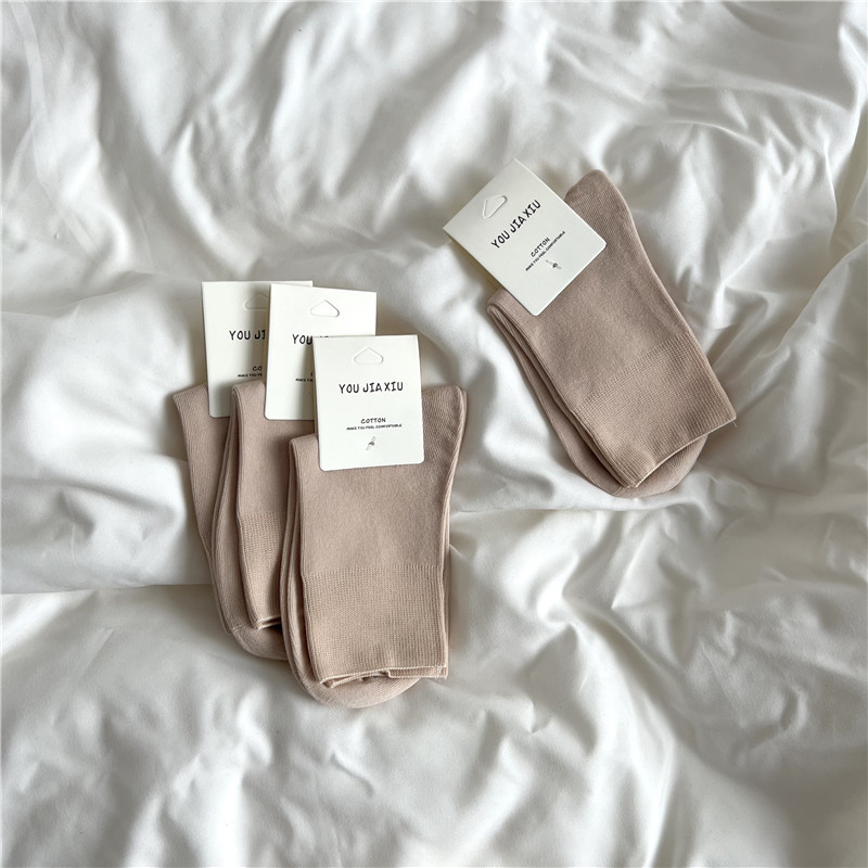 35g Weight Socks Classification Socks Lingerie Type Cotton Fabric Type Stretchy Elasticity A Pair Quantity Daily Occasion Comfort Function Solid Color Pattern All Seasons Season Women's Gender Simple Style Style Simple Style Women's Solid Color Cotton Crew Socks A Pair 15