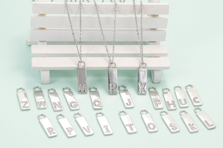 Travel Occasion Wholesale Fashion Rectangle Letter Pendent Copper Necklace Nihaojewelry