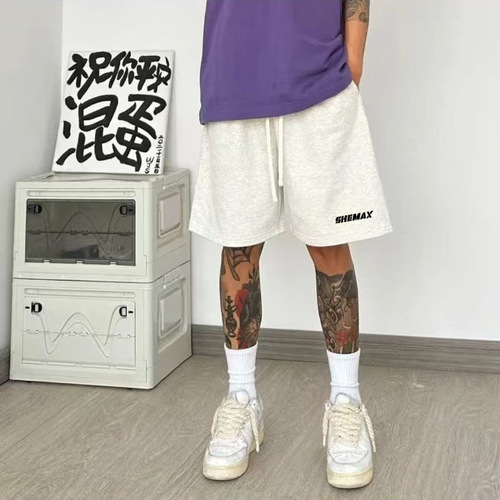 Trendy High Street 5/8 Leggings Shorts Men's Loose Summer Loose Street Trendy American New Drawstring Straight Tube 