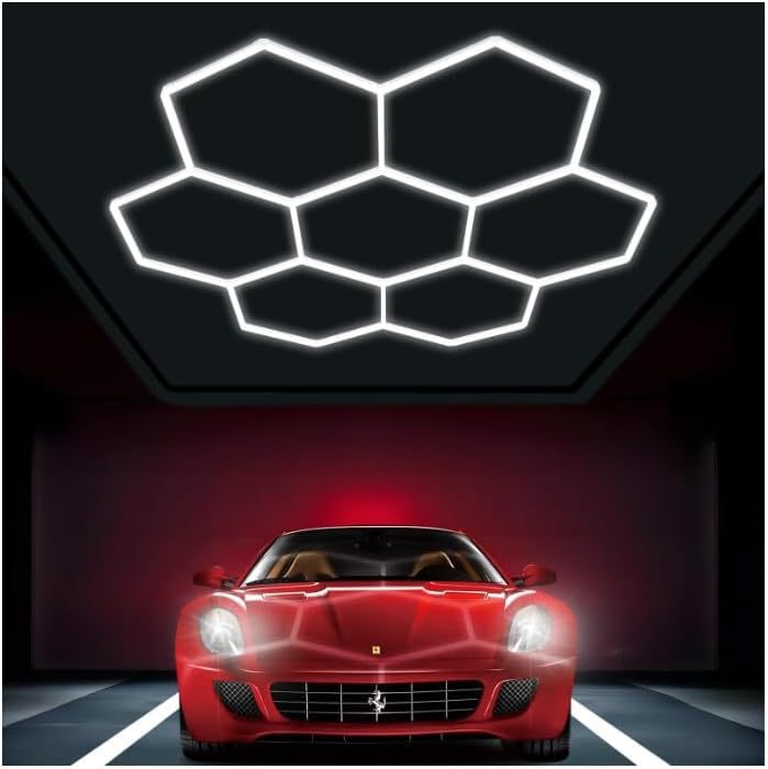 lámpara de panal 110V transfronteriza lámpara de garaje hexagonal 220V lámpara de lavado de automóviles impermeable lámpara de estación de belleza de automóviles