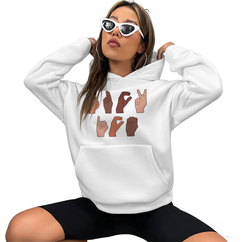 Cross-Border F Ck Ice Hand Sign Language Trendy Autumn and Winter Close-Fitting Long-Sleeved Fleece Hooded Sweatshirt Cross-Border F Ck Ice Hand Sign Language Trendy Autumn and Winter Close-Fitting Long-Sleeved Fleece Hooded Sweatshirt