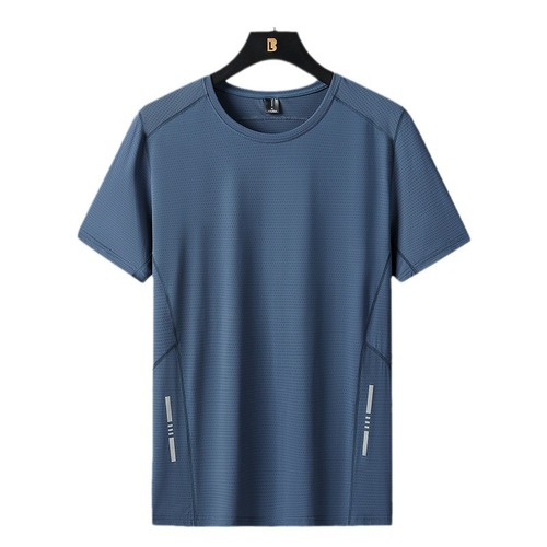 Short-sleeve men's new quick-dry T-shirt, summer new ice silk breathable top for running and fitness, loose sports clothing