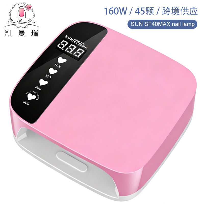 Lámpara de manicura manicura gran espacio manicura luz de terapia de luz inteligente inducción 160W alta potencia luz de horneado UV transfronteriza