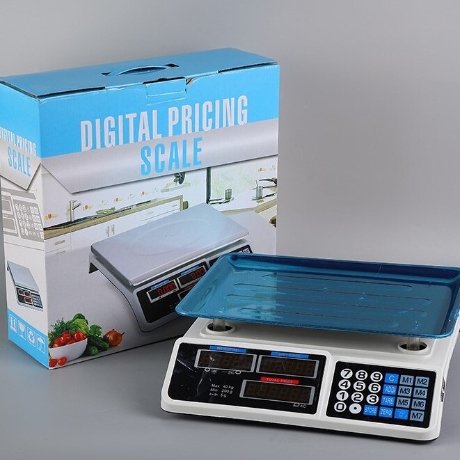English Electronic Scale Manufacturer Direct Supply 40kg Precision Weighing and Pricing Scale for Small Fruit and Vegetable Commercial Use