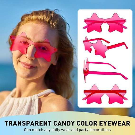 Gafas de Sol de Estrella de Cinco Puntas Sin Marco de Plástico PC Decorativas para Fiesta