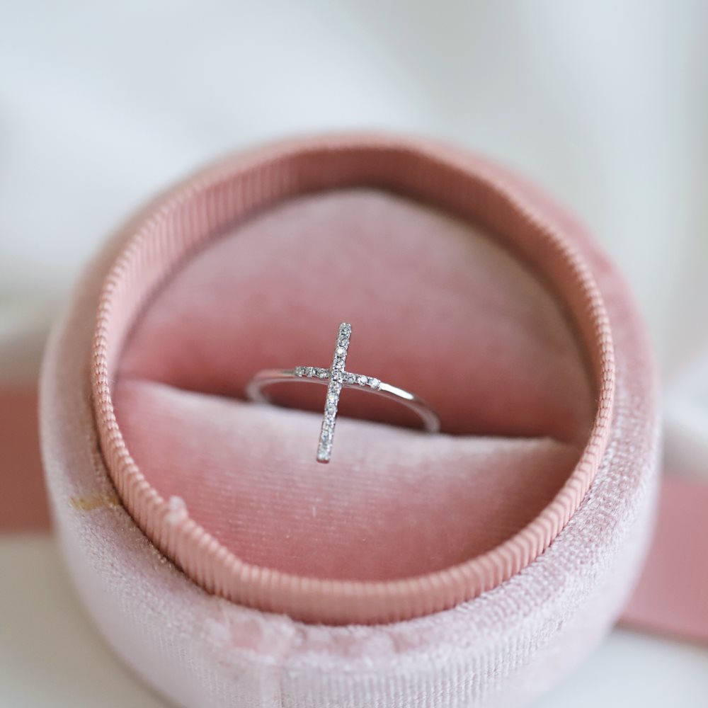 Sterling Silver Simple Style Cross Plating Zircon Rings display picture 6