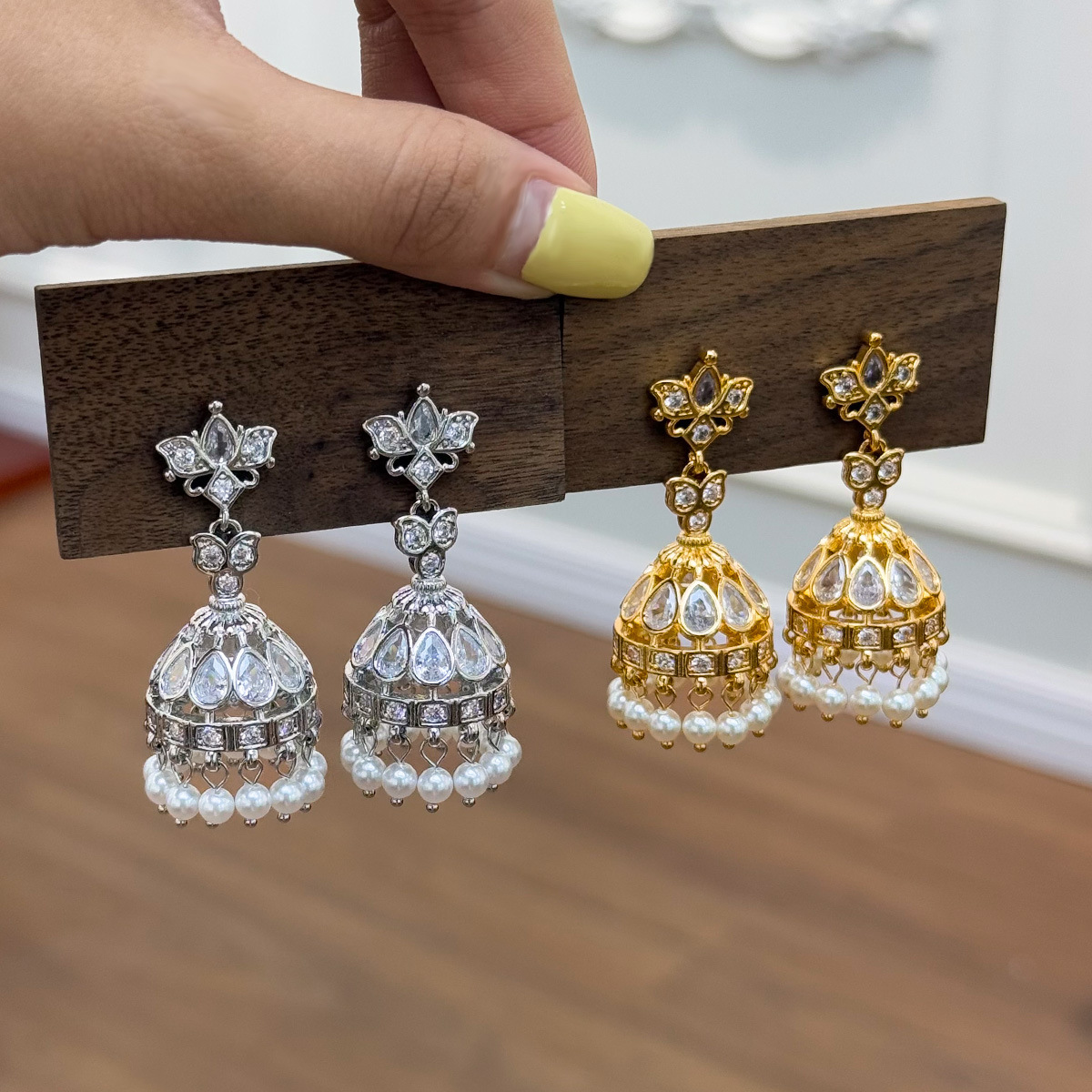 秋冬新款法式复古流苏锆石珍珠耳环时尚轻奢高级感925银针耳饰女