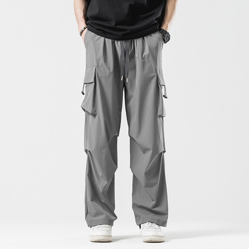 Couples 'paratroopers pants spring and summer new stretch sportswear pants for men and women's same style Hong Kong style foot-tied pants trend