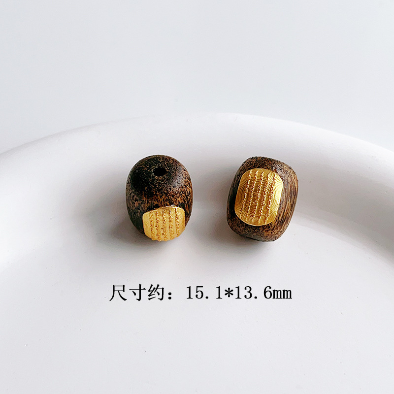 Natural agarwood play accessories s925 silver gold-plated five by zhakiram bracelet accessories diy beads half