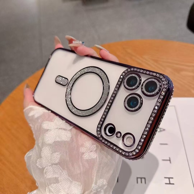 边钻磁吸适用iPhone17PROMAX硅胶透明手机壳苹果16电镀带镜头膜15|undefined