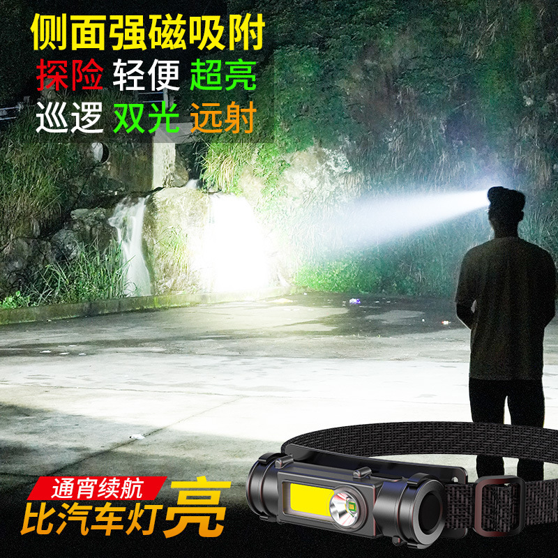 ヘッド式強い光の懐中電灯ledは磁石のヘッドライトを持っています。|undefined
