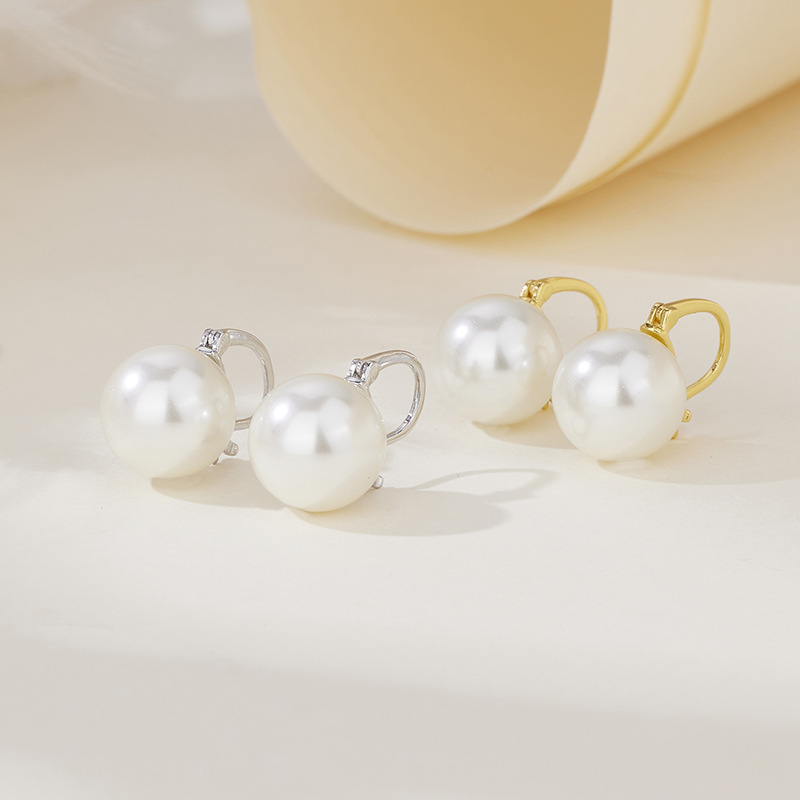 Retro small design fashionable universal earrings pearl