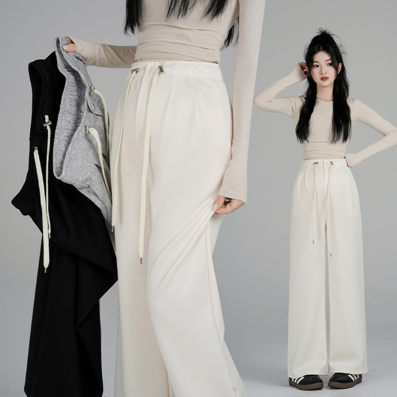 Pregnant Women's Wide-leg Pants Spring Outer Wear Loose plus size Straight Pants Spring and Autumn Non-abdominal Drawstring Slimming Casual Pants