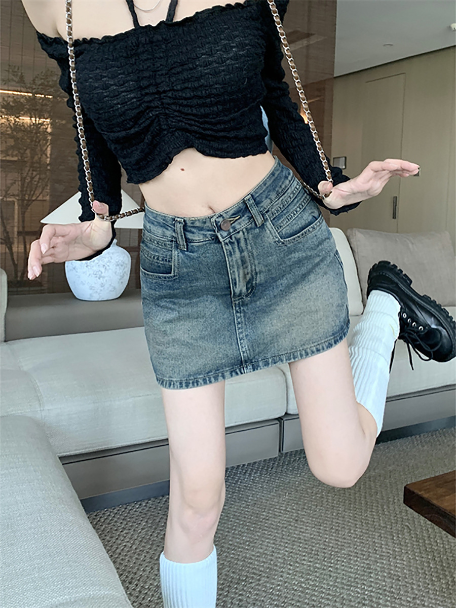 Retro summer denim skirt