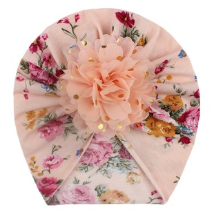 New European and American Style Printed Children's Hats, Cute Gold-Stamped Floral Baby Hats, Thin and Comfortable Baby Hats for All Seasons
