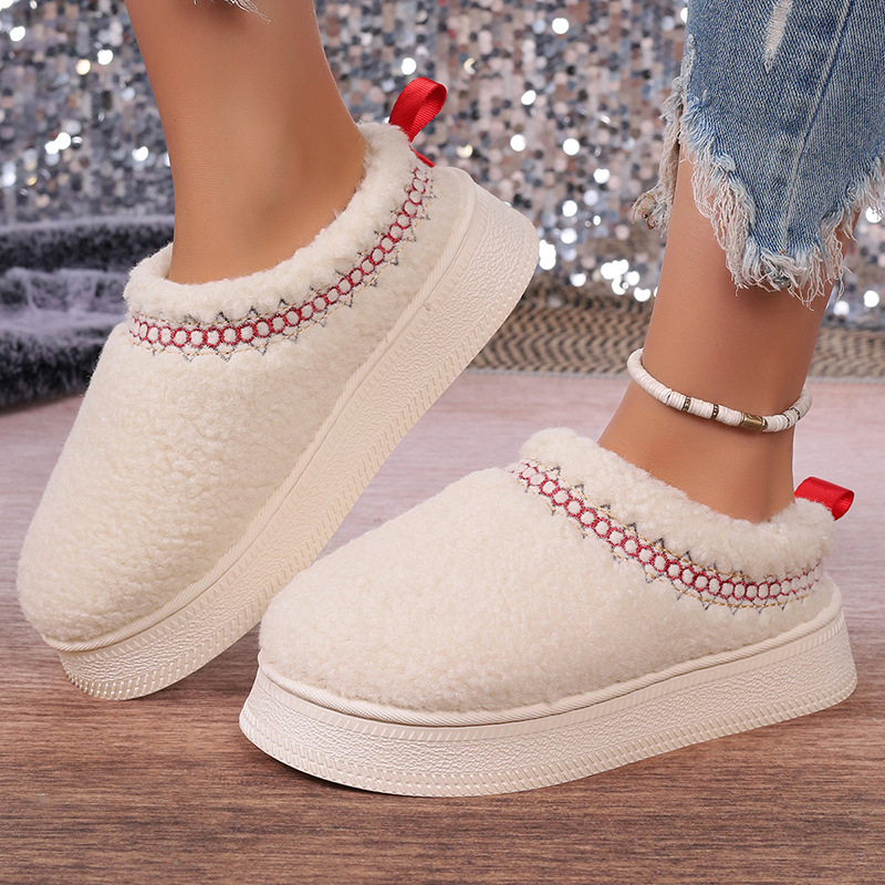 Vastag talpú báránygyapjúból készült, szélálló, téli, baotou félpapucs, női, új, csipkés, gyapjas, hótaposós, pamut papucs_voghion.com