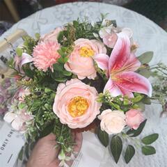 跨境生日桌面婚礼装饰家居摆放仿真百合花人造牡丹花欧式假花盆