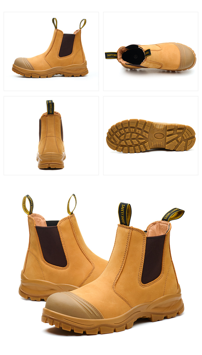 Erkekler İçin Özel İş Ayakkabıları Yüksek Kaliteli İnek Derisi Üst Kısımlı, Darbeye ve Delinmeye Karşı Dayanıklı Çelik Burunlu, Orta Üstlü, Giyilebilir Erkek İş Güvenlik Ayakkabıları_voghion.com