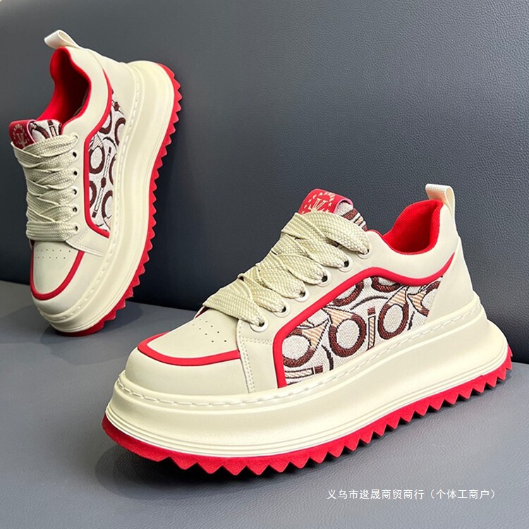 メンズシューズ 2025 春の新作刺繍プリント多用途スポーツとレジャースニーカー夏通気性向上お父さんトレンディな靴|undefined