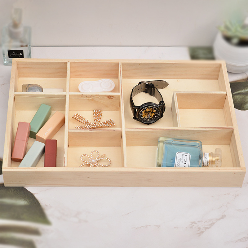 Caja de almacenamiento de compartimiento caja de joyería de compartimiento creativo sin tapa caja de almacenamiento de artículo cuadrado caja de joyería caja de organización de artículos diversos