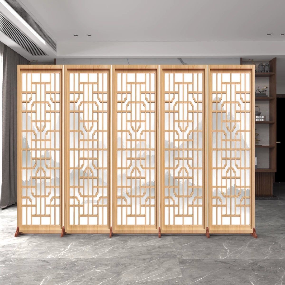 New Chinese-Style Screen Partition for Living Room, Office, Hotel Lobby, Entrance, Hotel, Beauty Salon, Wooden Lattice Folding Screen
