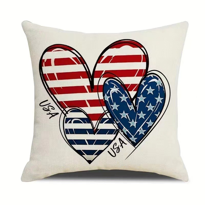 2024 nueva serie de funda de almohada del día de la independencia lino estilo americano funda de almohada cuadrada decoración de atmósfera de vacaciones image 23