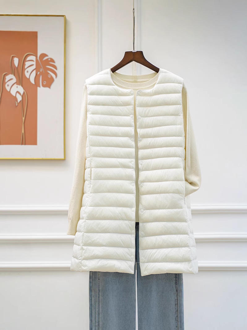 Transfronterizos TikTok chaqueta de plumón ligera chaleco de cuello en V de invierno de moda coreana chaqueta cálida