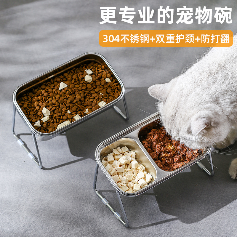 Original 304 Stainless Steel Pet Cat Bowl Cat Feeder Drinker Neck Protection Anti-overturning Dog Water Bowl Rice Food Basin