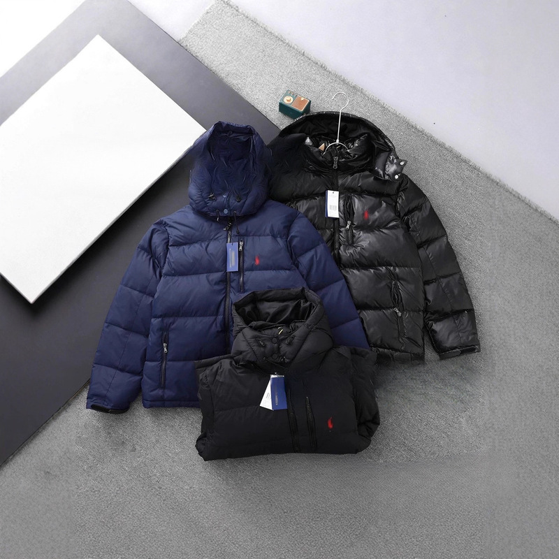 Foreign Trade Rl Detachable Hood Ultra-Thick down Jacket Windproof Waterproof Couple Style Zipper Jacket