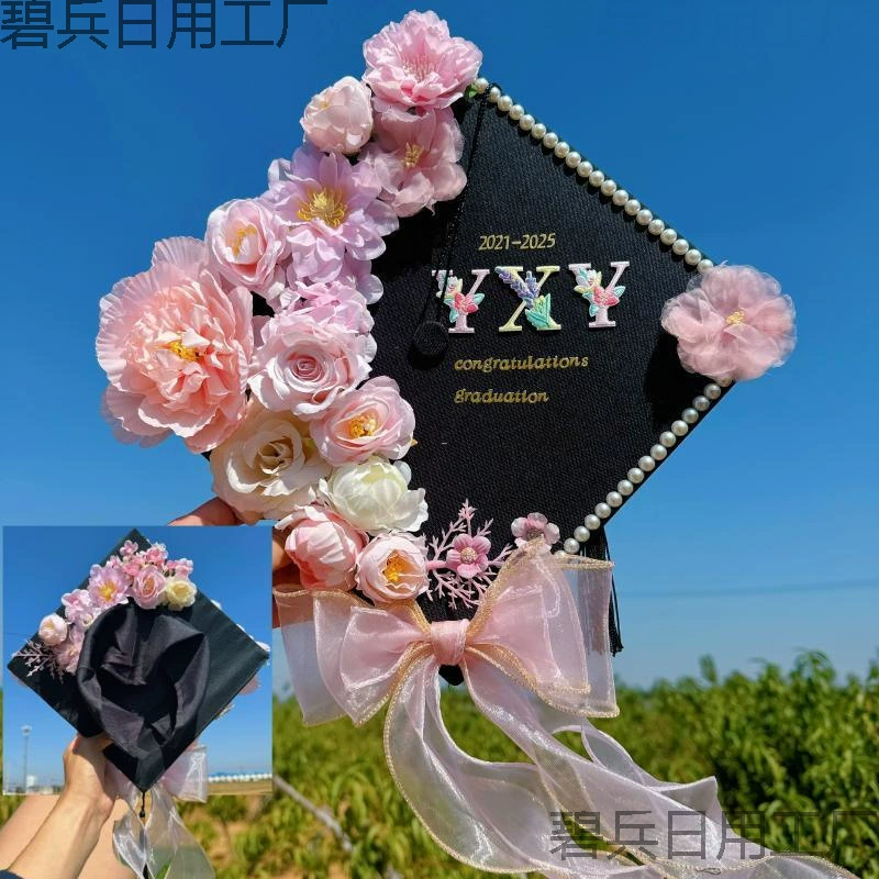 Кепка бакалавра ручной работы, готовый продукт, украшение, индивидуальная выпускная кепка, детский сад, заколка для волос, материал, пакет