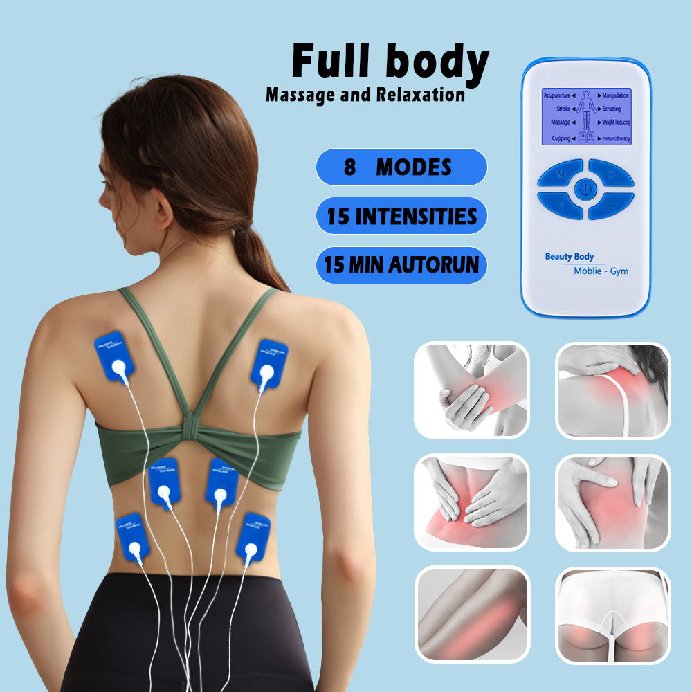 Cross-border Blue Screen Physiotherapy Instrument Double-hole Dual-channel Output Flap Pocket Pants Massager Meridian Neck Protection Patch Cervical Spine Massager