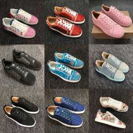 欧洲站新款平底圆头系带情侣款休闲运动鞋铆钉透气舒适百搭板鞋潮