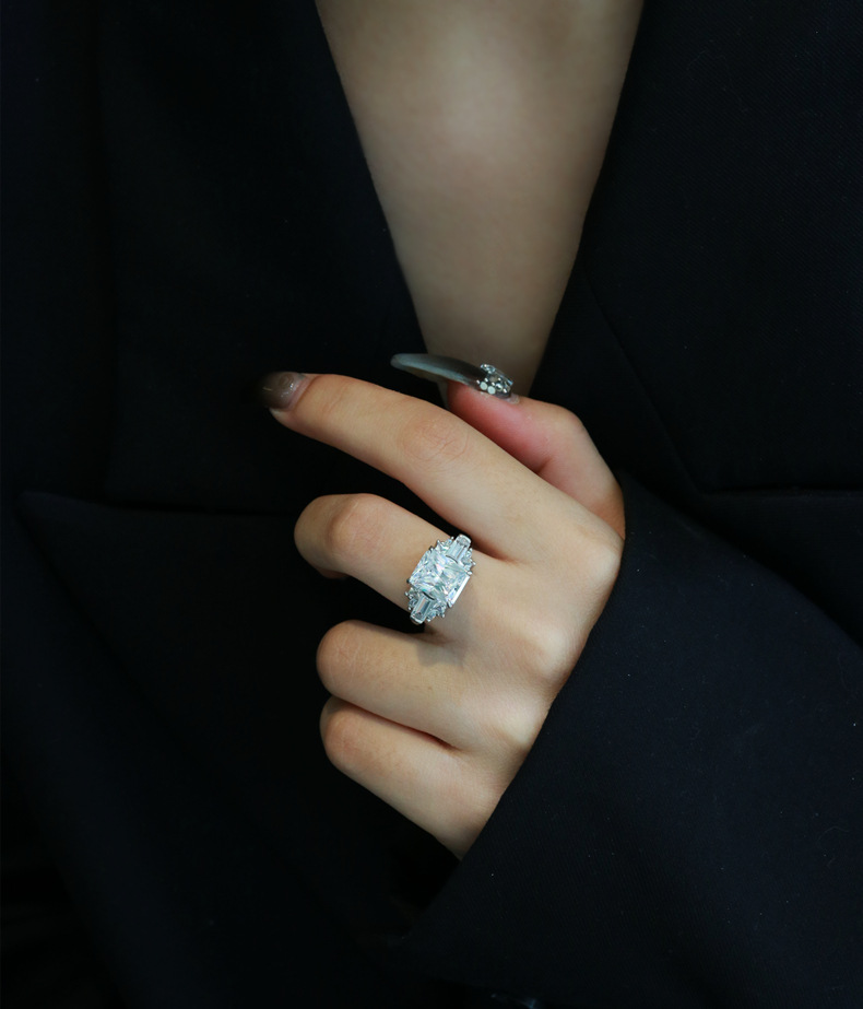 Fashion Geometric Sterling Silver Inlay Zircon Rings 1 Piece