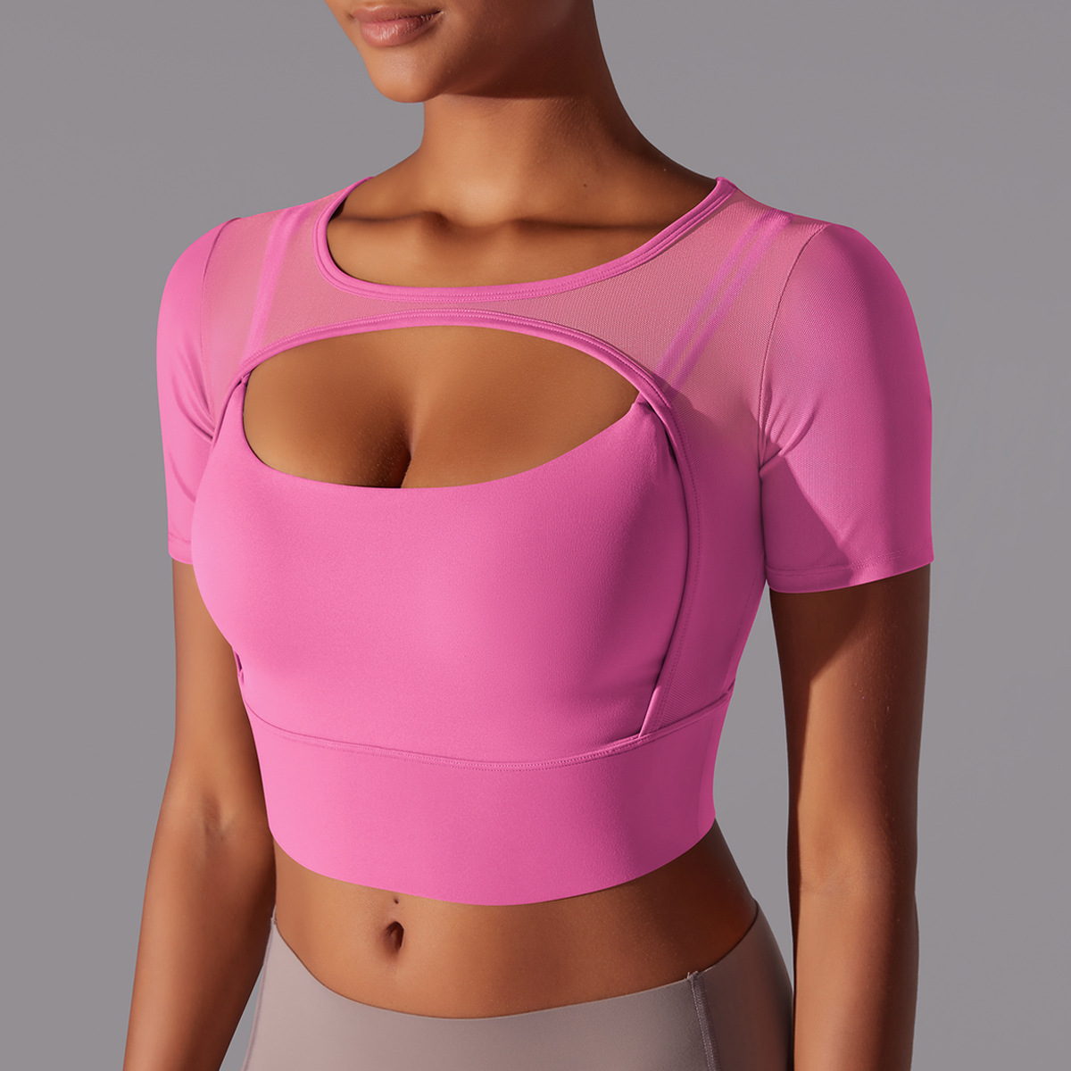 182g Weight Short Sleeve Sleeve Length Pullovers Placket Type Nylon, Spandex Fabric Type Short Top Length T-shirt Tops Type Yoga, Sports Occasion Round Neck Neckline Solid Color Pattern Women Gender Hollow Out Craft Fitness Sport Style Solid Color Nylon Spandex Round Neck Hollow Out Active Tops T-shirt 24