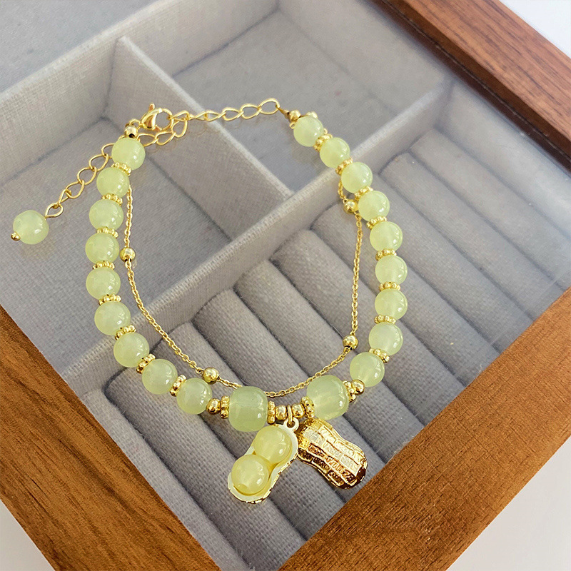 Sweet Peanut natural stone Copper Beaded Plating Bracelets 1 Piece