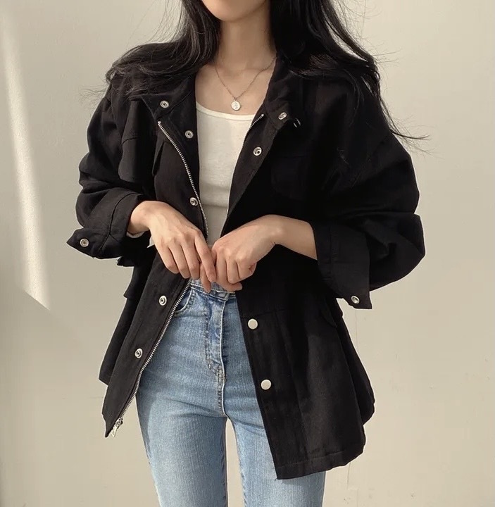 Abrigo mujer retro otoño cortavientos entallado con cordón_voghion.com