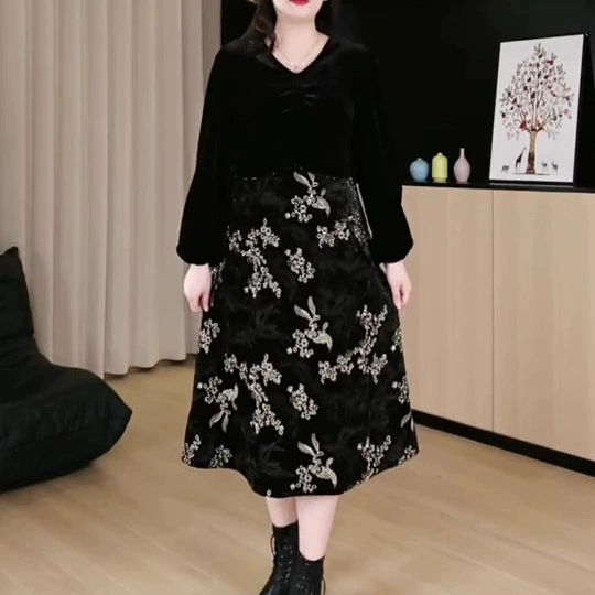 Весенний новый счетчик качества легкий бархатный женский принт повседневная мода тонкая мама большого размера женская одежда