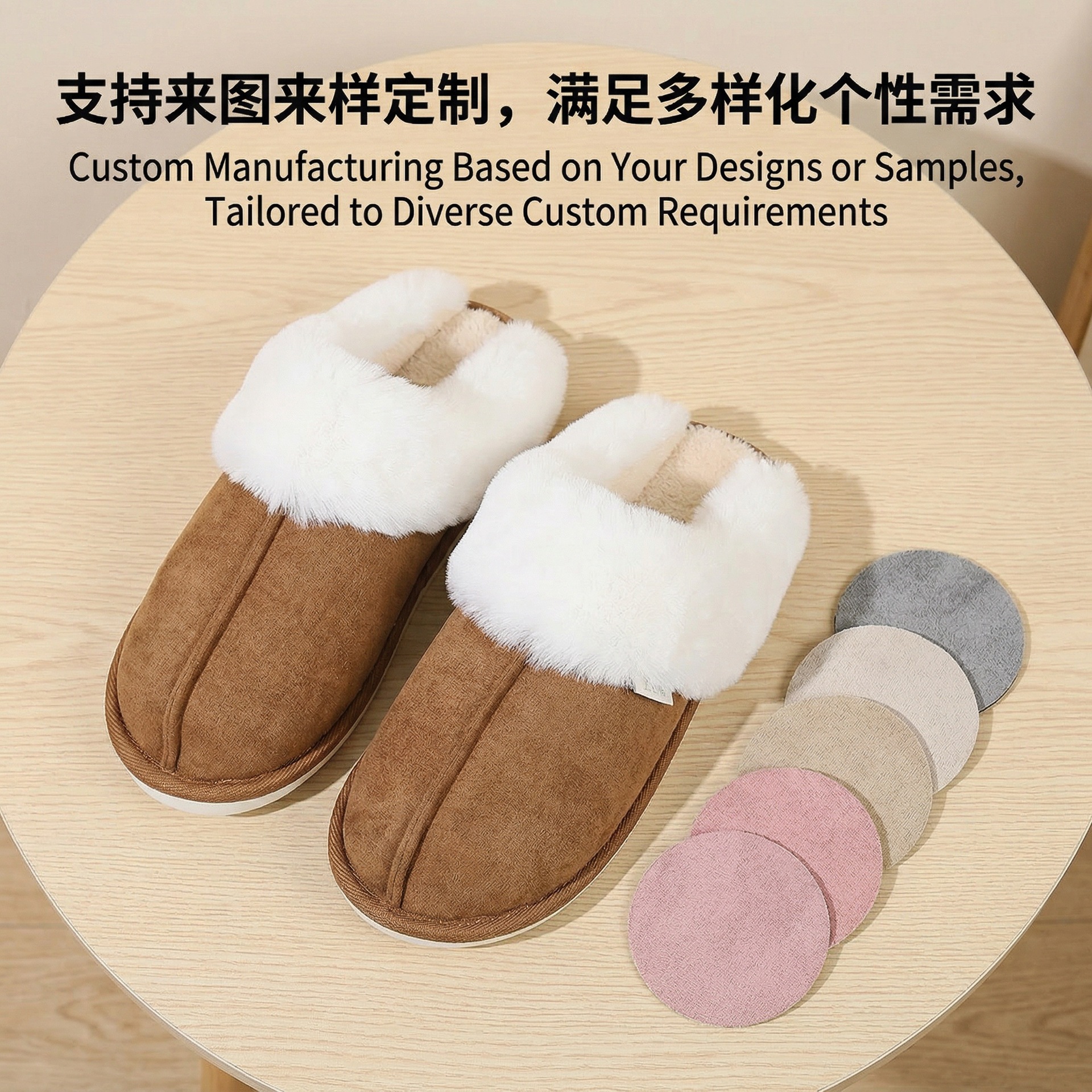 Cross-Border Standard Large Plush Slippers for Home Use, Warm and Non-Slip Cotton Slippers, Indoor Fleece-Lined and Thickened Cotton, Cross-Border Hot Sale