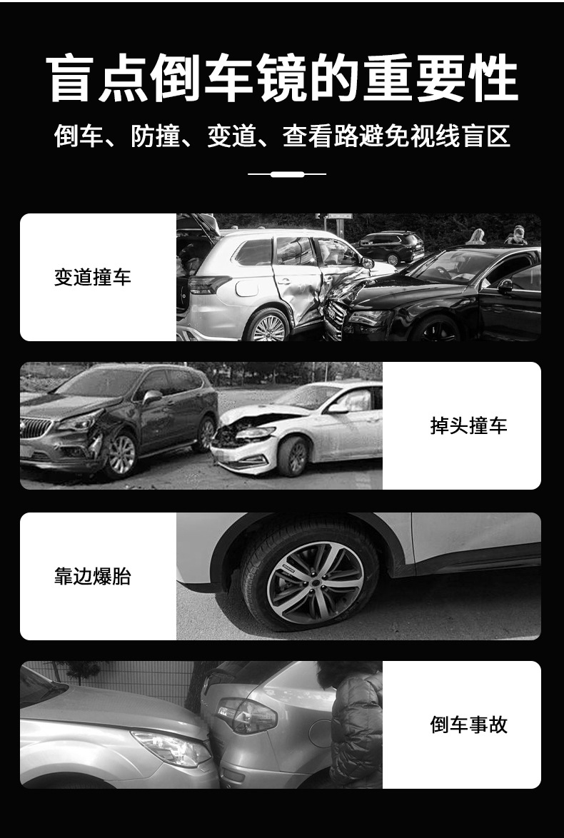 360-Degree Adjustable Blind Spot Mirror, Small Round Mirror for Reversing, Wide-Angle Mirror, Car Rearview Mirror, Wholesale Blind Spot Small Round Mirror