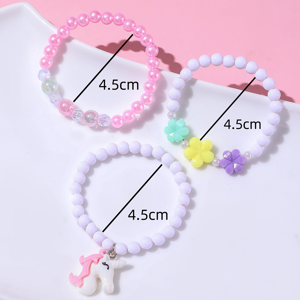 Simple Unicorn String Beads Color Acrylic Bracelet Set