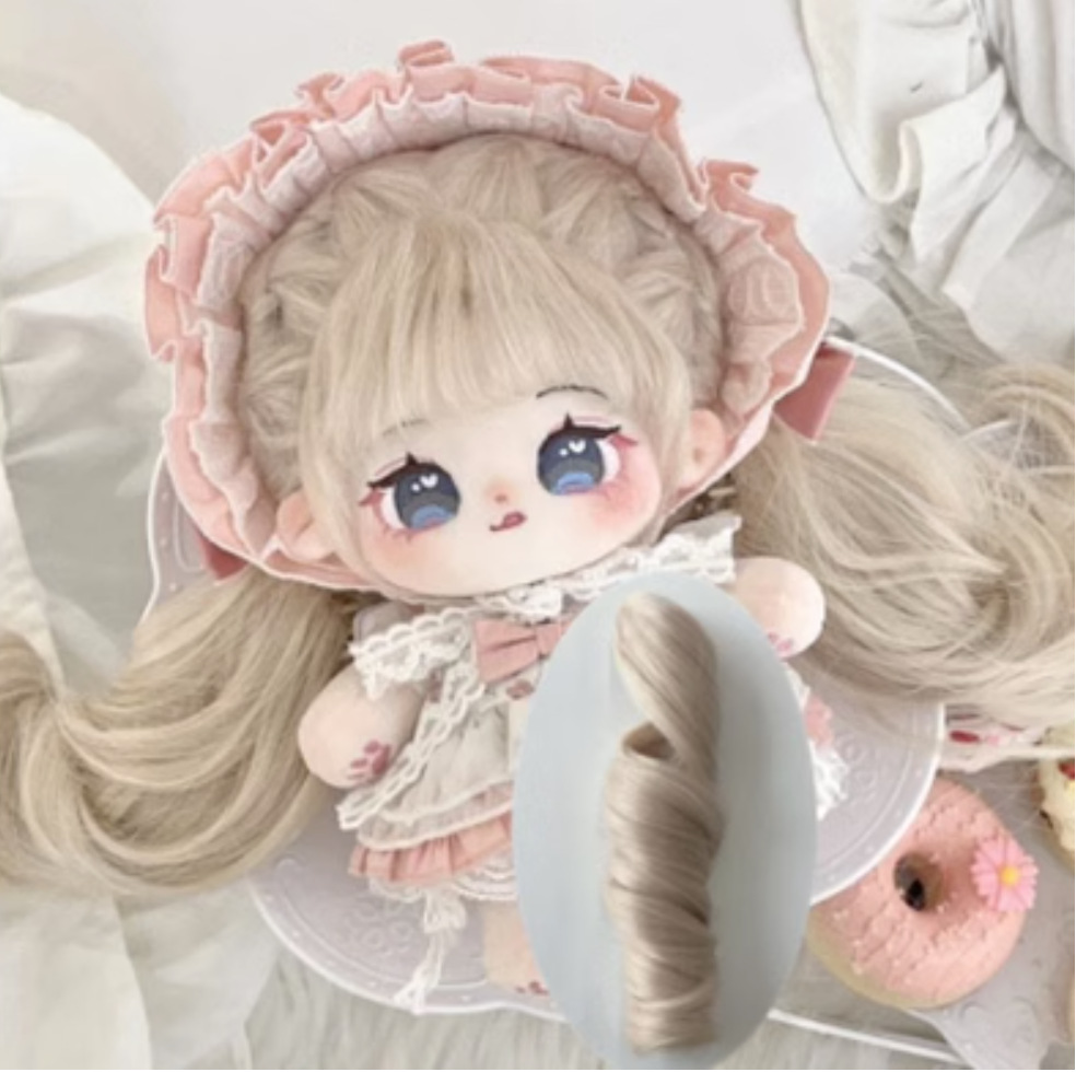 20cm algodón muñeca peluca Cola de Caballo Pelo Largo doble cola de caballo rizado en forma de humano clip de garra en stock