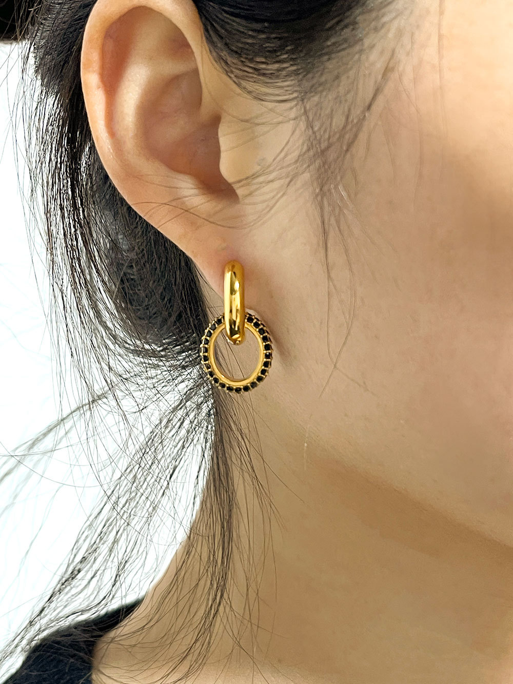 304 Stainless Steel Ear Needle Material 18K Gold Plated Plating Material PVD Coated Real Gold Plated 18K Gold Circle 304 Stainless Steel Fashion Waterproof Non Tarnish Drop Earrings