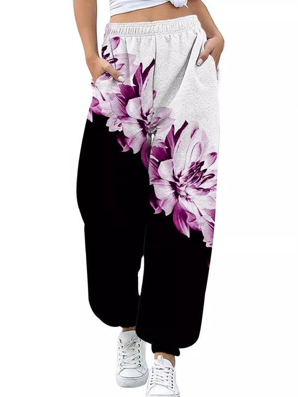 24 Women's Popular Printed High Waist Jogging Pants Pattern Printed Autumn Sports Pants Harajuku Trousers